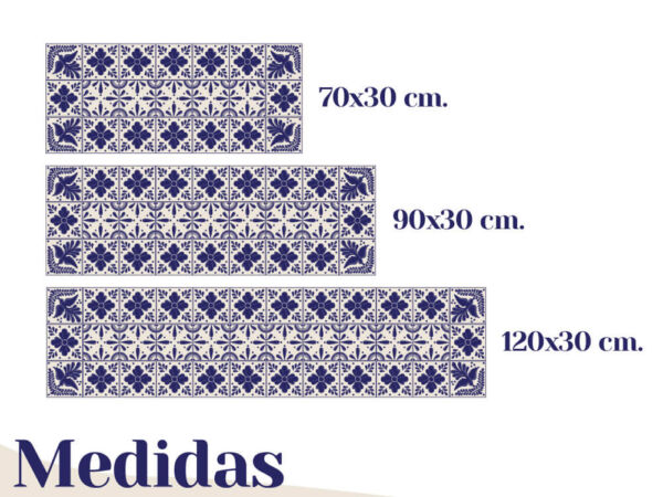 Camino de mesa azulejos flores y pájaros medidas