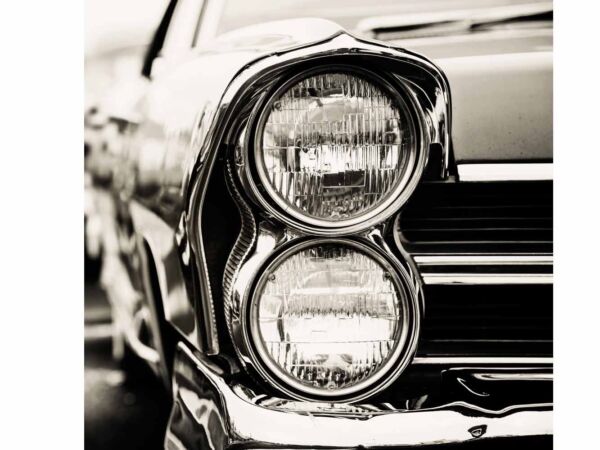 Cojín Vintage Coche Blanco Negro