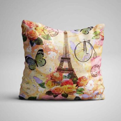 Cojin Vintage Torre Eiffel Floral