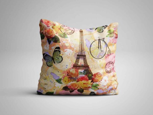 Cojin Vintage Torre Eiffel Floral