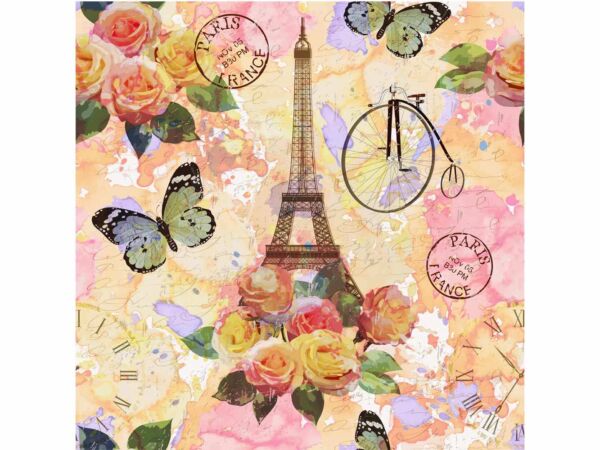 Cojin Vintage Torre Eiffel Floral Diseño