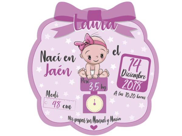Cojín Infantil Personalizado Bebé Nacimiento Rosa Diseño