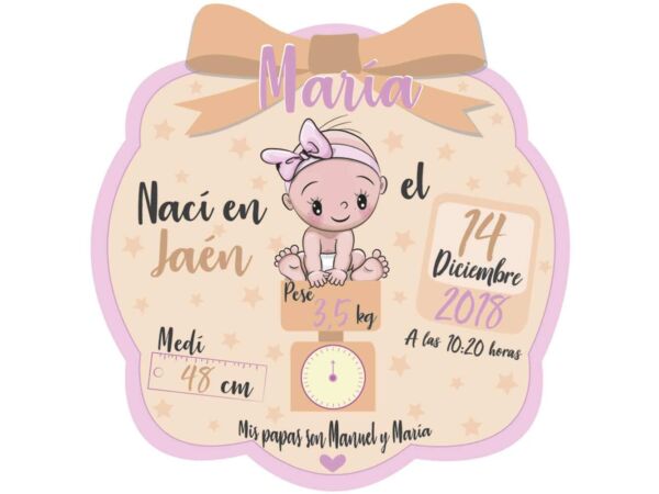 Cojín Infantil Personalizado Nacimiento Rosa Beige Diseño