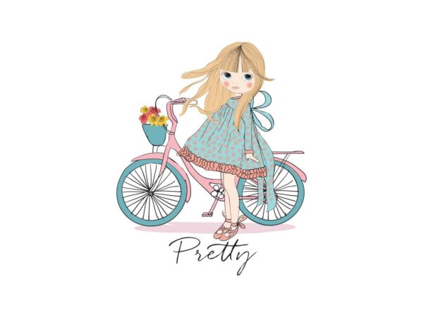 Cojín Niña Bicicleta Pretty Diseño