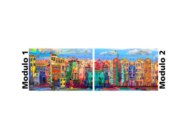 Panel decorativo pared ciudad colorida
