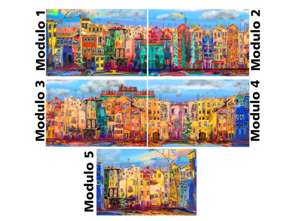 Paneles decorativos pared ciudad colorida