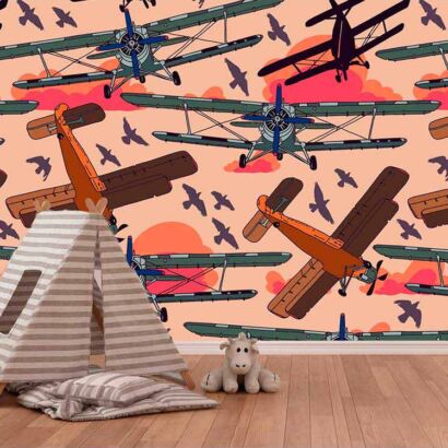 Fotomural Aviones y Pájaros