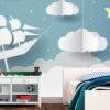 Fotomural Vinilo Infantil 3D Barco Nubes