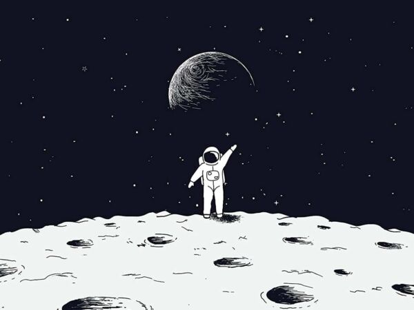 Fotomural Papel Pintado Astronauta en la Luna Diseño