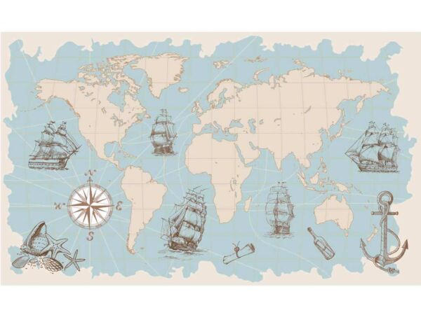 Mapa del mundo mapa vintage fotomural malla papel pintado XXL wandtapete k-a-0018-a-a