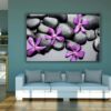 Fotocuadro PVC Zen Piedras Negras Flores Moradas