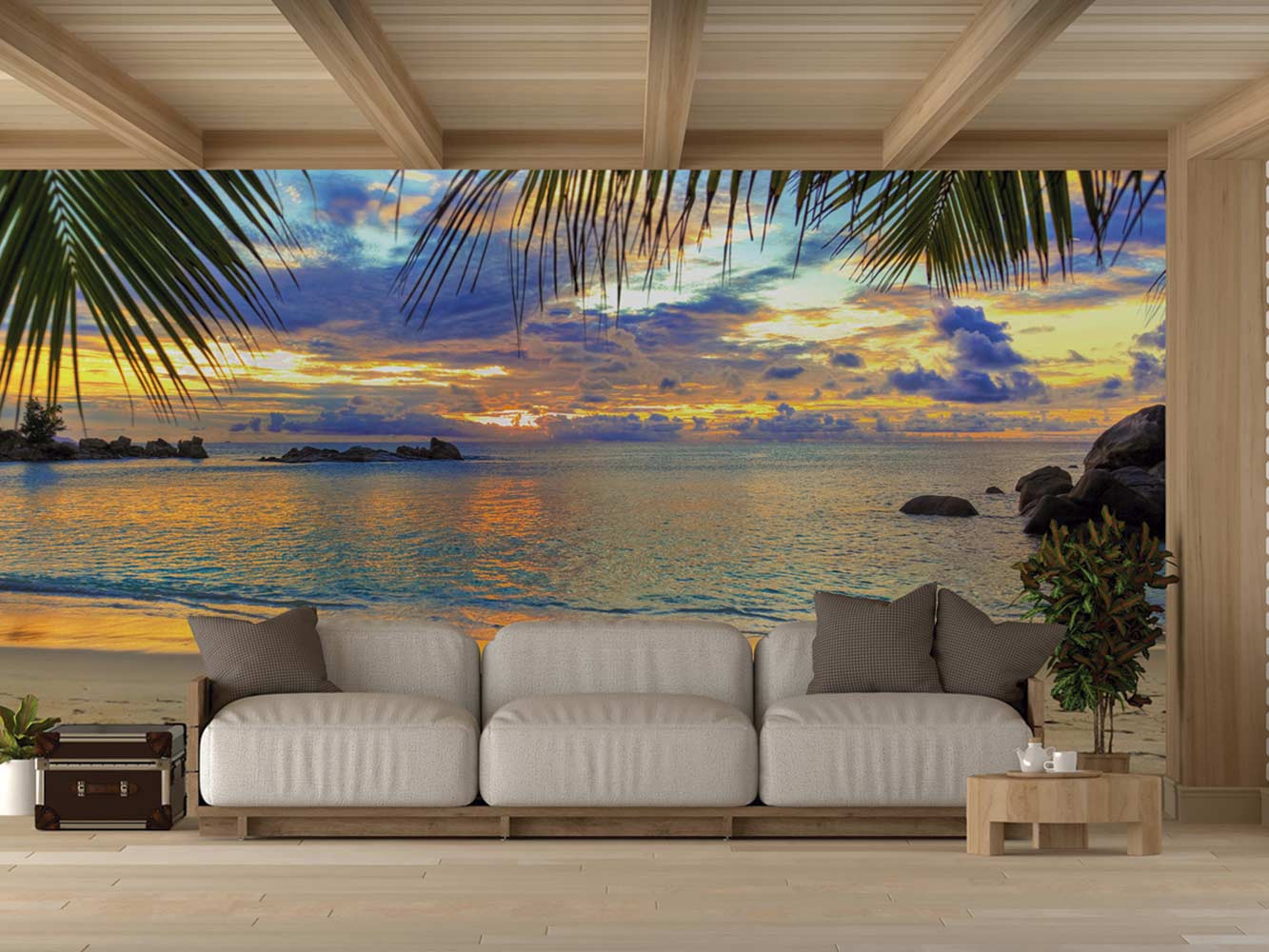 Fotomural Vinilo para Pared Playa Relax | Fotomural para Paredes | Mural |  Vinilo Decorativo | Varias Medidas 100 x 70 cm | Decoración comedores