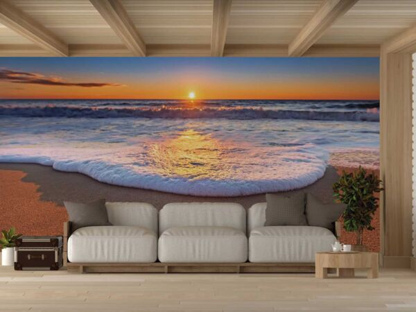 Fotomural Vinilo Espuma de Mar al Atardecer