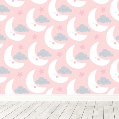 Fotomural Vinilo Infantil Lunas Nubes Durmiendo
