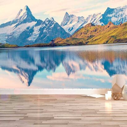 fotomural vinilo lago montaña los alpes