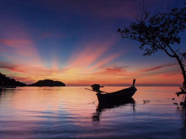 Vinilo Frigorífico Amanecer en Playa de Tailandia