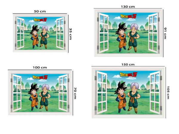 Vinilo de Pared Efecto Ventana Dragon Ball Z Trunk y Goten medidas