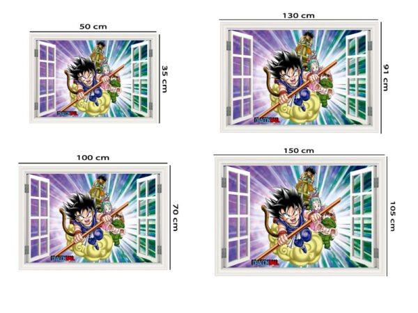 Vinilo pared efecto ventana Dragon Ball medidas