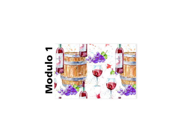Panel decorativo botella y copa de vino