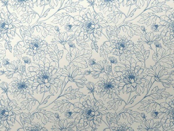 Papel Pintado Arte Floral Azul Diseño