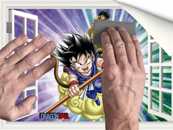 Vinilo pared efecto ventana Dragon Ball colocación