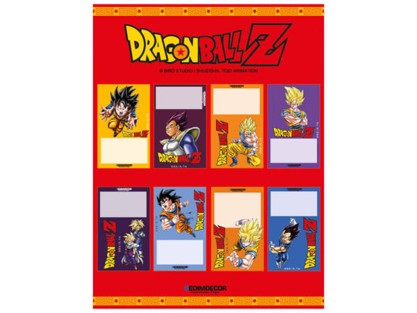 Etiquetas escolares de vinilo Dragon Ball Z medidas