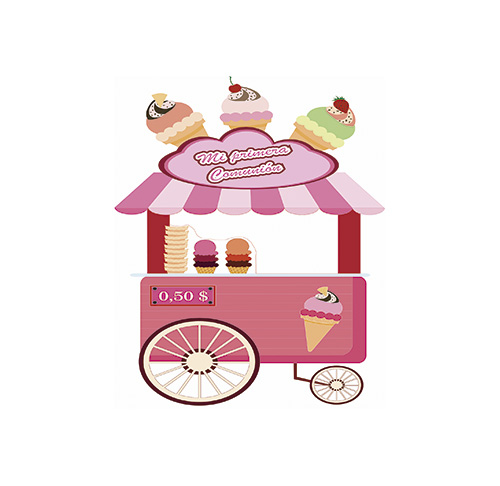 photocall carrito helados rosa