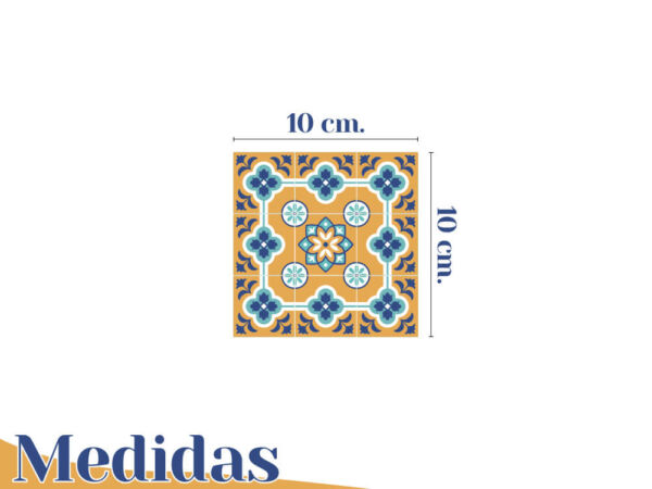 Posavasos azulejos naranja y azul medidas