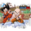 Vinilo de Pared Efecto Hueco 3D Dragon Ball Classic Krilin y Goku Lucha frontal
