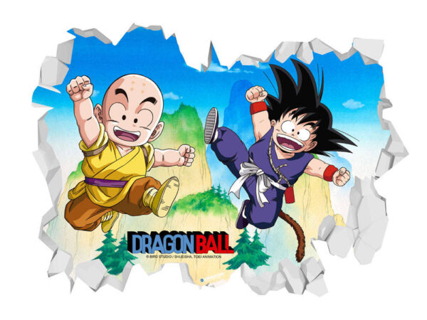 Vinilo de Pared Efecto Hueco 3D Dragon Ball Classic Krilin y Goku frontal