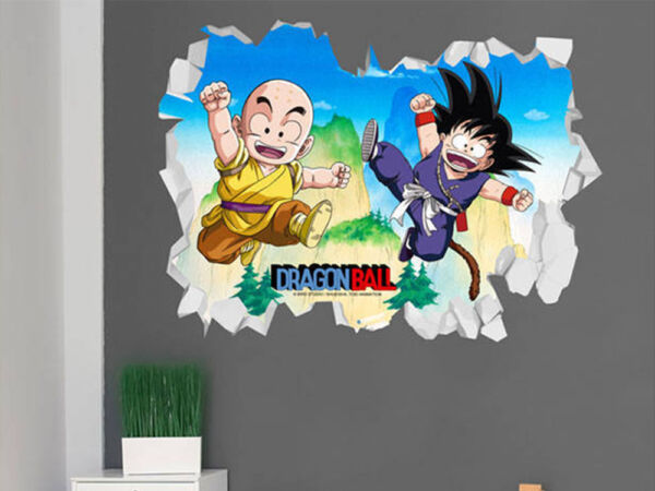 Vinilo de Pared Efecto Hueco 3D Dragon Ball Classic Krilin y Goku