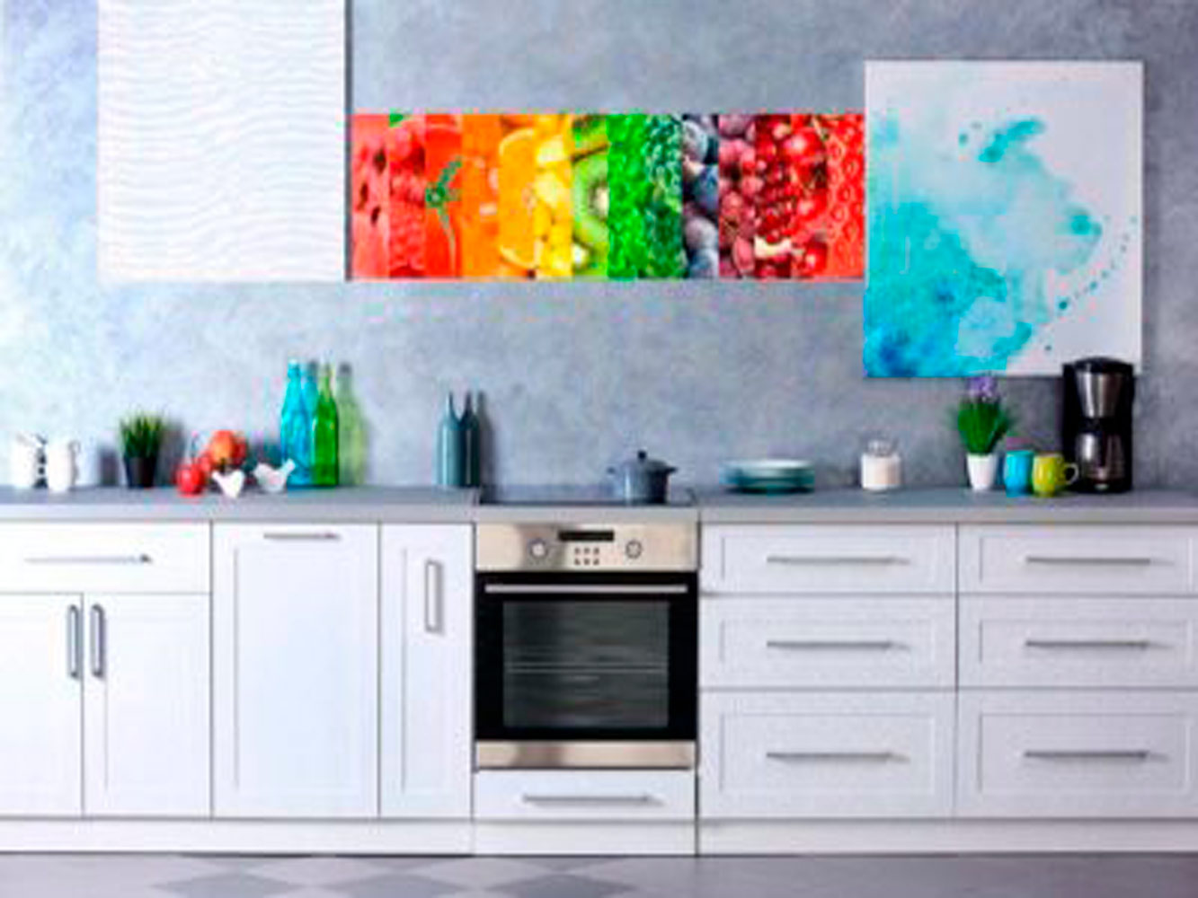 vinilos para muebles de cocina fresas en leche - Murales de pared