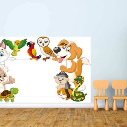 Vinilo Decorativo Pizarra Infantil Animales Domesticos