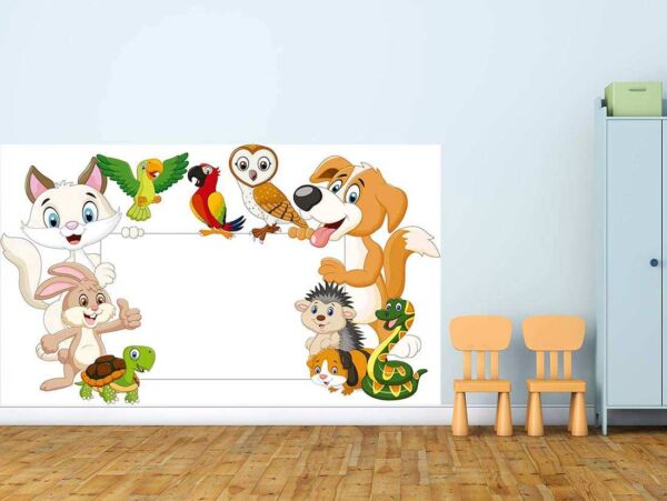 Vinilo Decorativo Pizarra Infantil Animales Domesticos