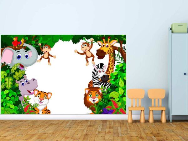 Vinilo Decorativo Pizarra Infantil Animales Selva