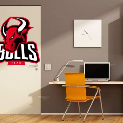 Vinilo Decorativo Puerta Bulls Team