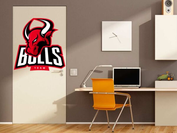 Vinilo Decorativo Puerta Bulls Team