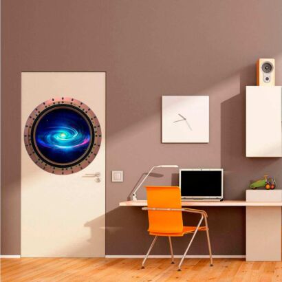 Vinilo Decorativo Puerta Galaxia Azul