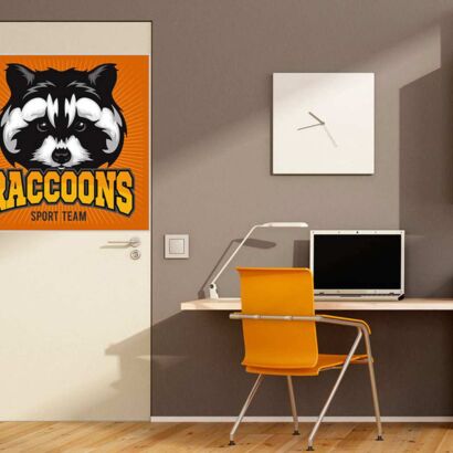 Vinilo Decorativo Puerta Raccoons Sport Team