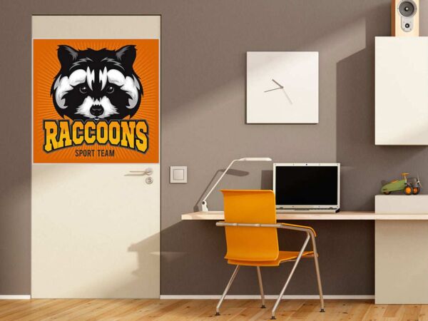 Vinilo Decorativo Puerta Raccoons Sport Team