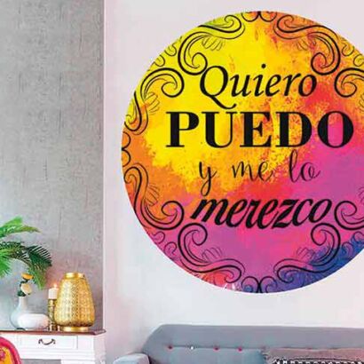 Vinilo Frases Quiero Puedo y Merezco Colores