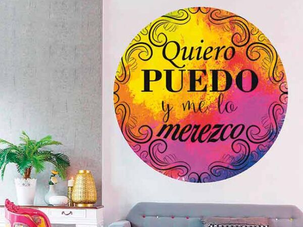 Vinilo Frases Quiero Puedo y Merezco Colores