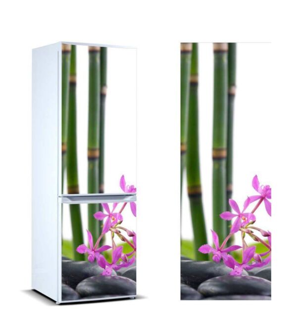 vinilo frigorifico bambu flores