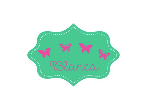 Vinilo Infantil Etiqueta Verde Mariposas Personalizado Diseño