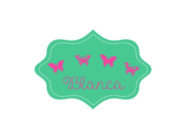 Vinilo Infantil Etiqueta Verde Mariposas Personalizado Diseño