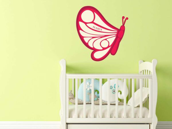Vinilo Infantil Mariposa Roja Personalizado