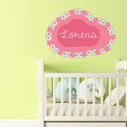 Vinilo Infantil Nube Floral Personalizado