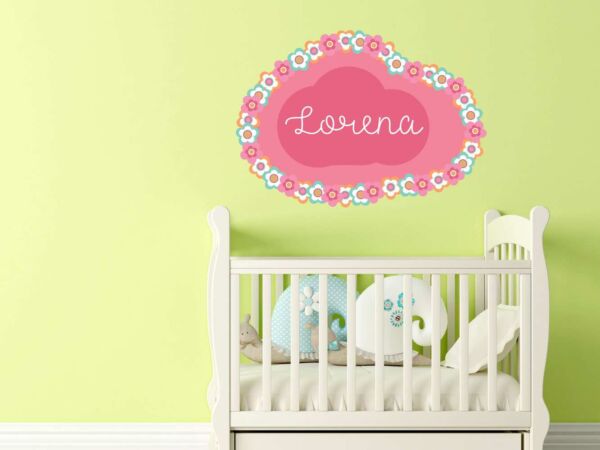 Vinilo Infantil Nube Floral Personalizado