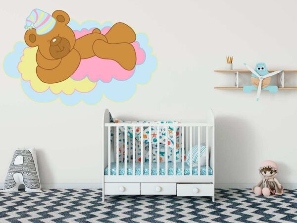 Vinilo Infantil Osito Nube Colores