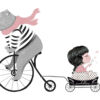 Vinilo Infantil Oso Bicicleta y Niña
